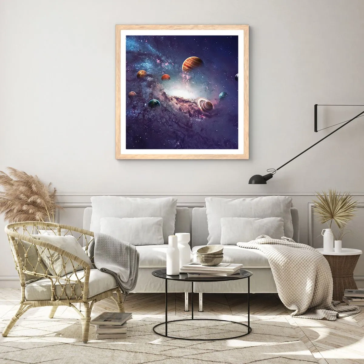 Affiche dans un chêne clair - Poster - Système de danse solaire - 30x30 cm