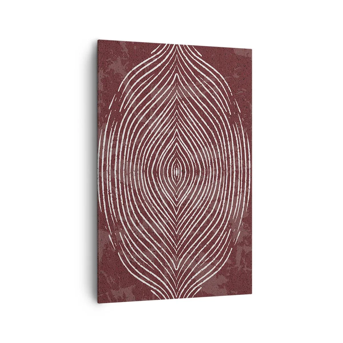 Impression sur toile - Image sur toile - Ondes symétriques en lignes blanches sur fond marron - 80x120cm - L'espace parle - Décoration murale moderne pour le salon et la chambre ARTTOR