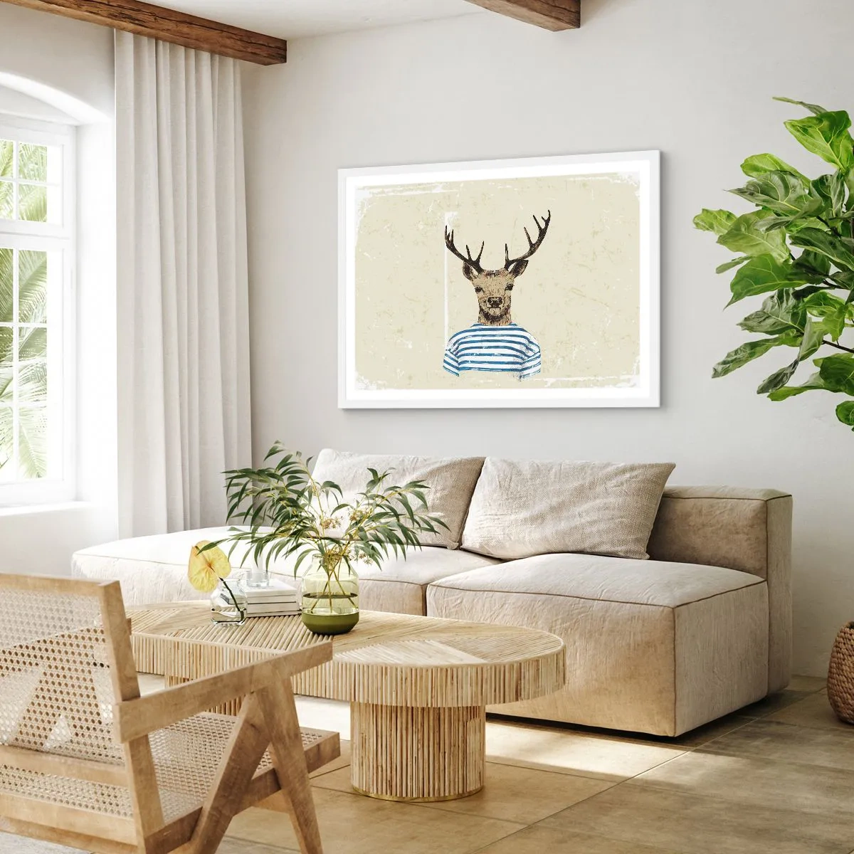 Affiche dans un cadre blanc - Poster - Parce que j'aime les chemises rayées - 50x40 cm