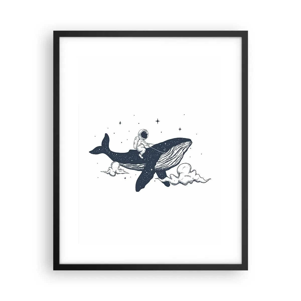 Affiche dans un cadre noir - Poster - Aventure spatiale - 40x50 cm