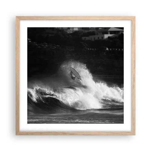 Affiche dans un chêne clair - Poster - Défi accepté! - 50x50 cm