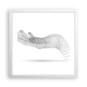Affiche dans un cadre blanc - Poster - La main ressort - 40x40 cm