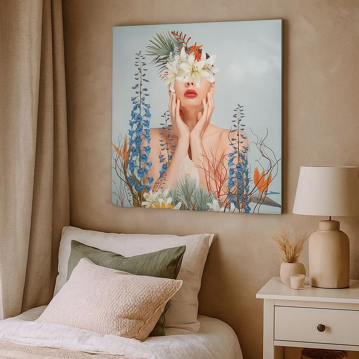 Impression sur toile - Image sur toile - Femme - fleur - 30x30 cm