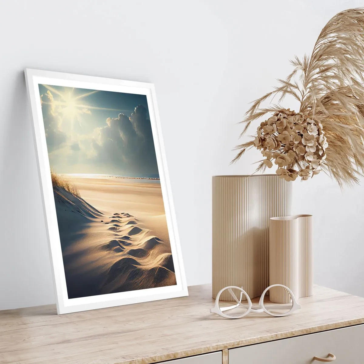 Affiche dans un cadre blanc - Poster - Un paysage apaisant - 61x91 cm