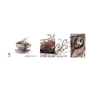 Échantillon de Papier Peint Autocollant Deluxe Sticker - Du thé, bon pour tout - Abstraction, Tasse, Expresso - 100x30 cm