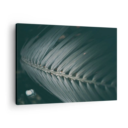 Impression sur toile - Image sur toile - Gros plan d'un détail de feuille de palmier aux tons sombres - 70x50cm - Précision de la nature - Décoration murale moderne pour le salon et la chambre ARTTOR