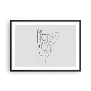 Affiche dans un cadre noir - Poster - Contour minimaliste d'une silhouette féminine - 70x50cm - Vraiment, tu es comme ça... - Décoration murale moderne pour le salon et la chambre ARTTOR