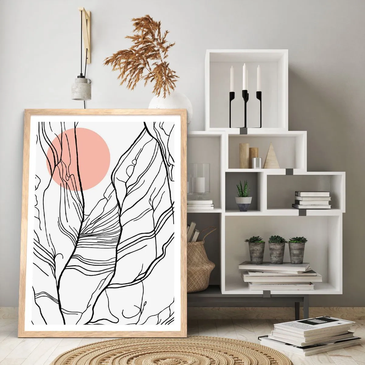 Affiche dans un chêne clair - Poster - Dans un réseau de brindilles - 30x40 cm