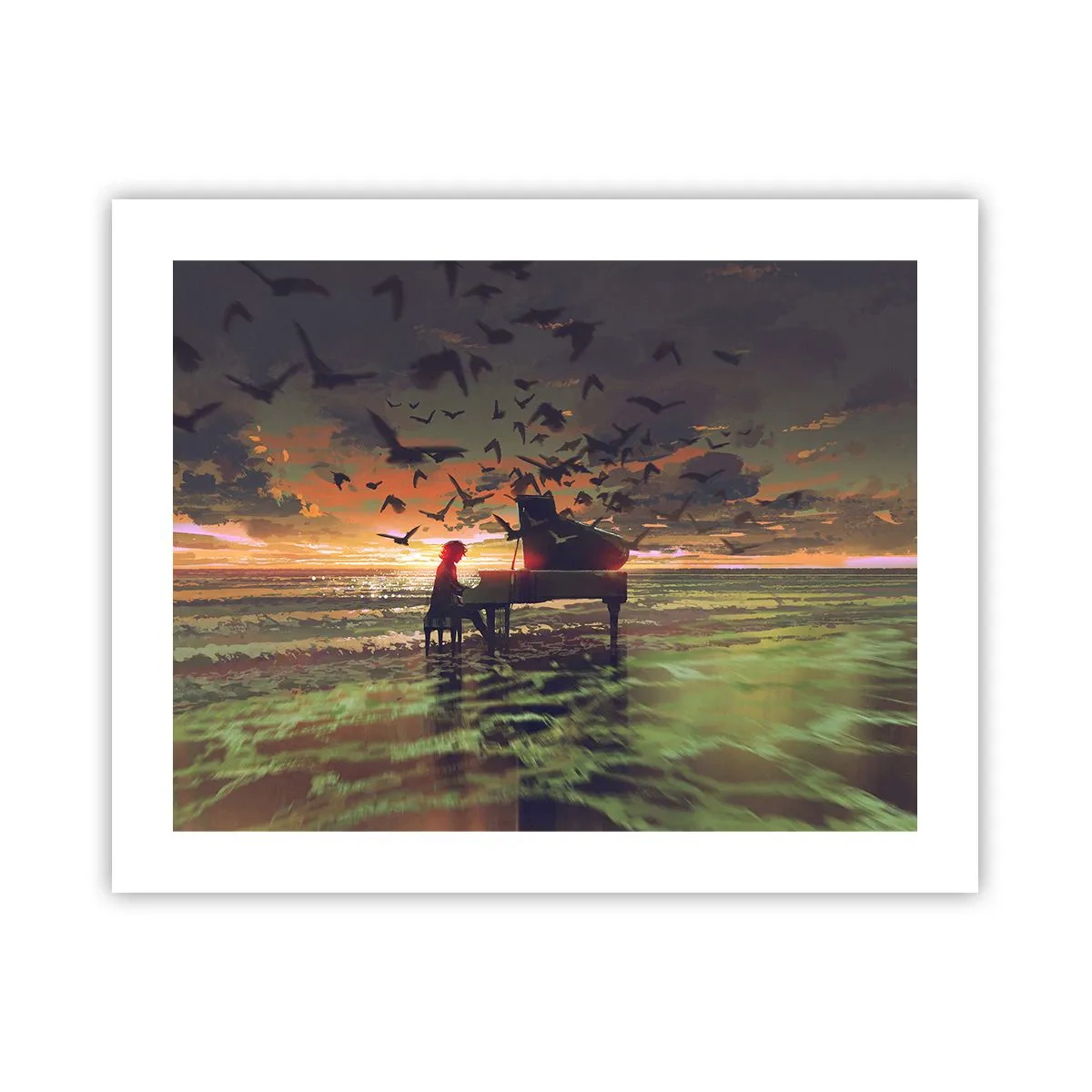 Affiche - Poster - Concert pour piano et vagues - 50x40 cm