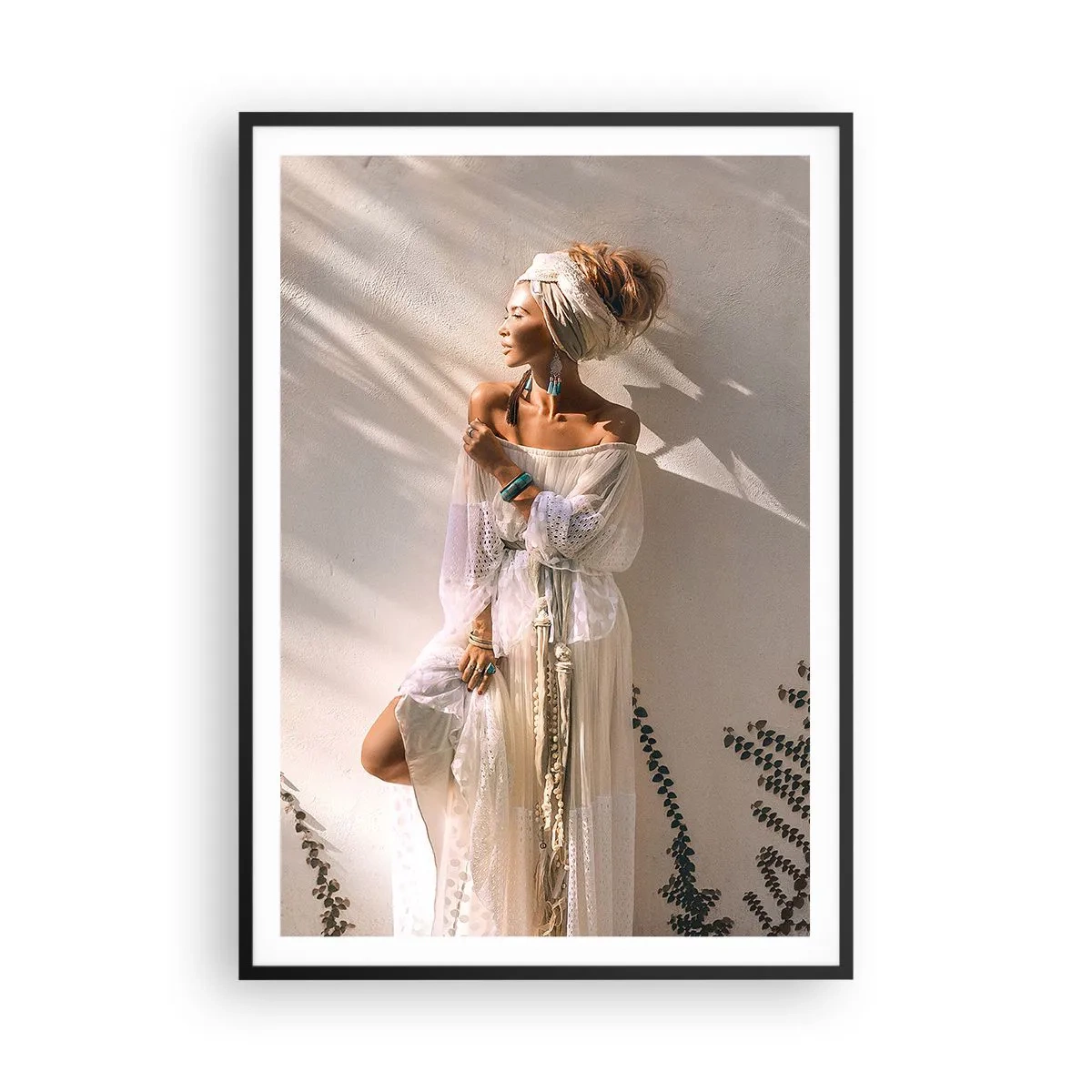 Affiche dans un cadre noir - Poster - Le soleil et la fille - 70x100 cm