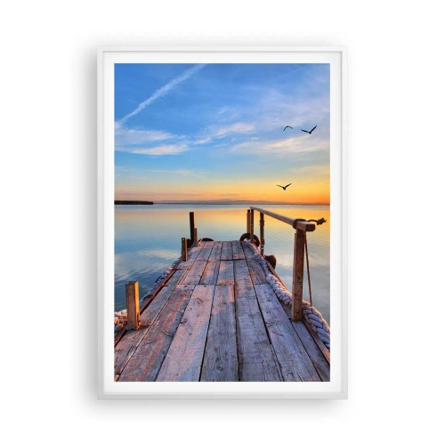 Affiche dans un cadre blanc - Poster - Marcher droit vers le soleil - 70x100 cm