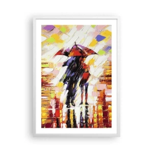 Affiche dans un cadre blanc - Poster - Ensemble à travers la nuit et la pluie - 50x70 cm