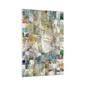 Impression sur verre - Image sur verre - Abstraction colorée avec des formes et des lignes géométriques - 80x120cm - Remaniement géométrique - Décoration murale moderne pour le salon et la chambre ARTTOR