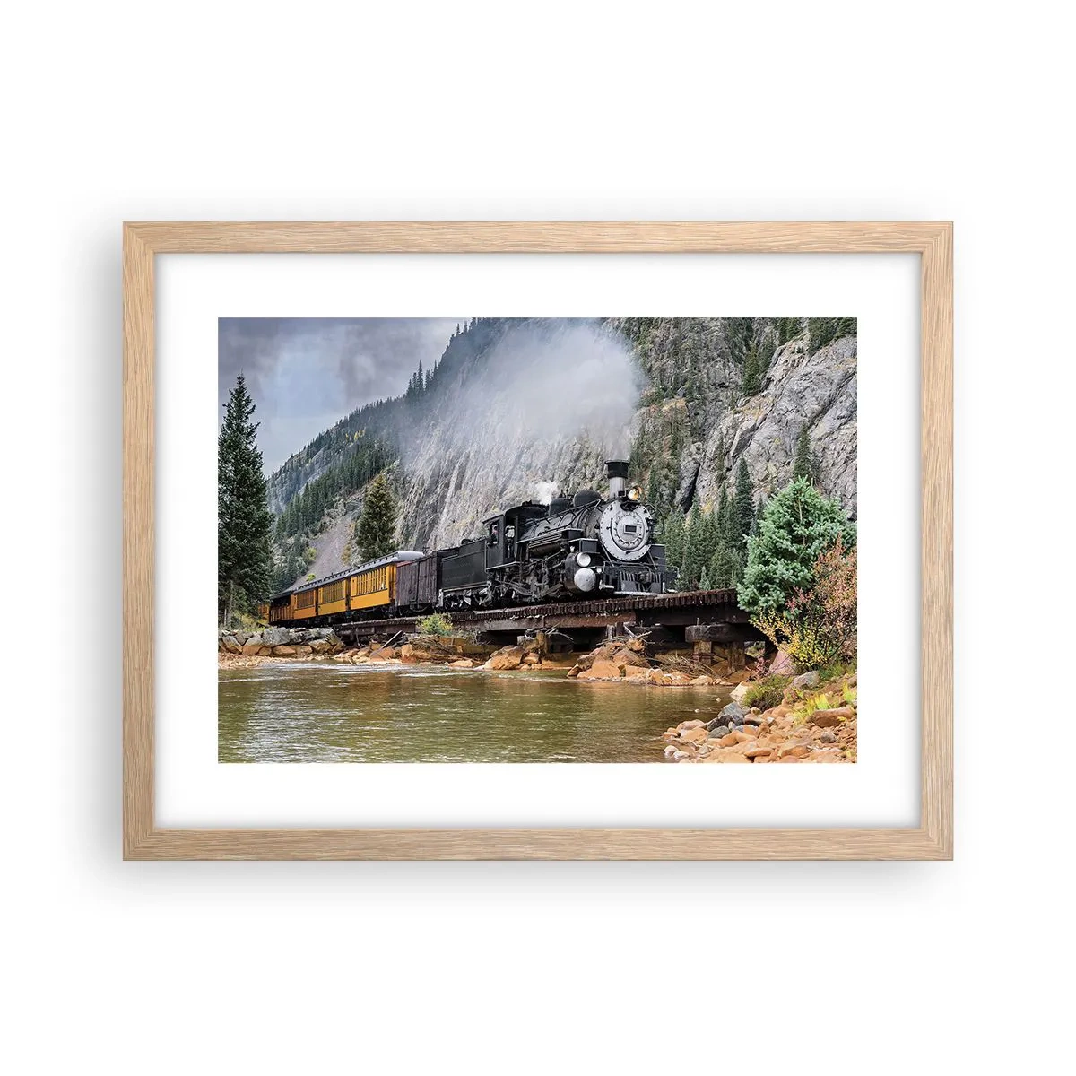 Affiche dans un chêne clair - Poster - Et lui jusqu'où? Jusqu'où? - 40x30 cm