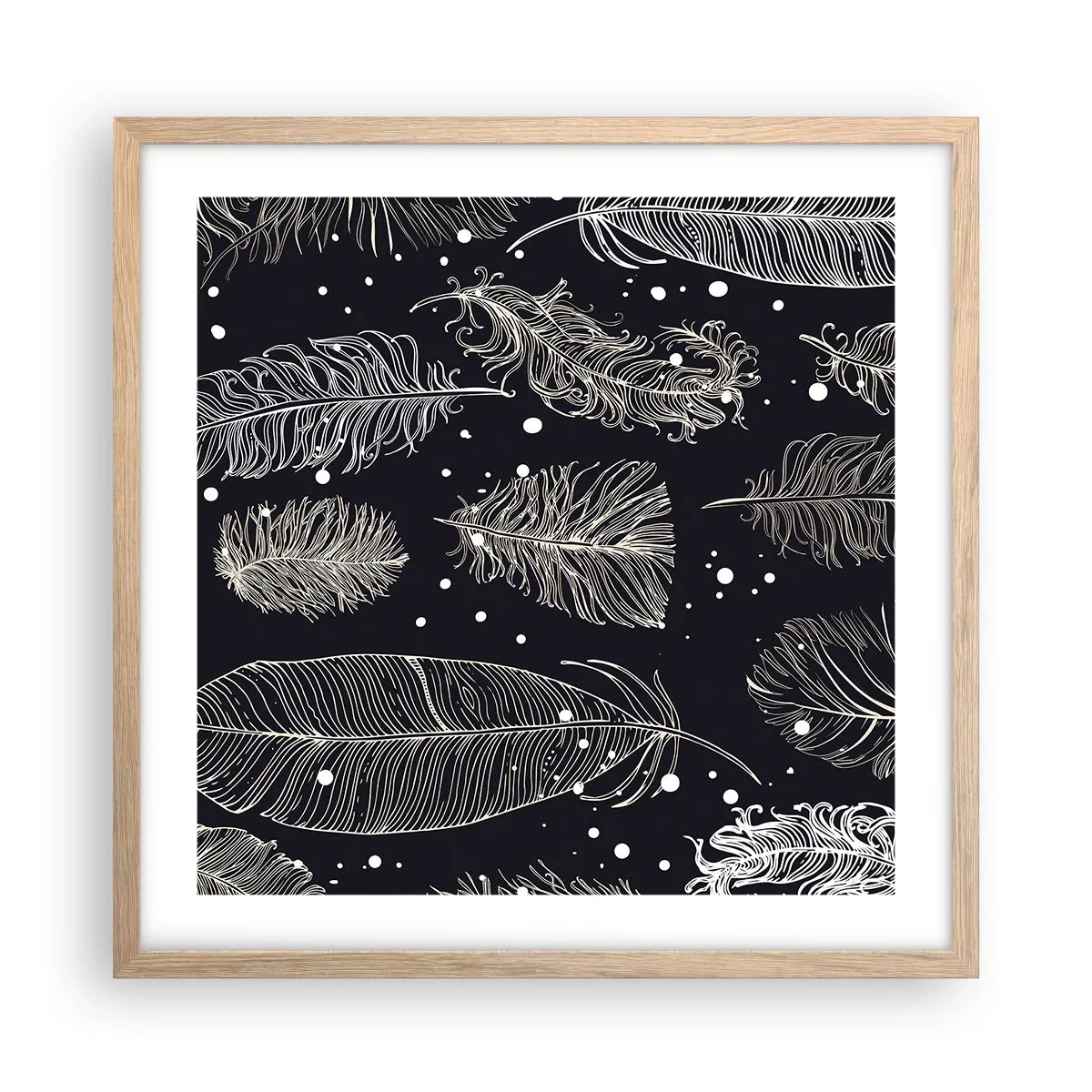 Affiche dans un chêne clair - Poster - Toile de plumes - 50x50 cm
