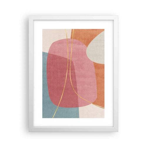 Affiche dans un cadre blanc - Poster - Composition pastel au fil d'or - 30x40 cm