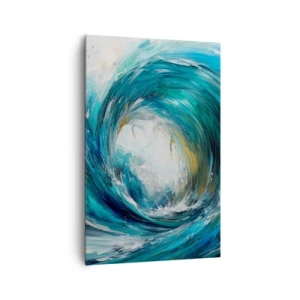Impression sur toile - Image sur toile - Une vague dynamique dans les tons bleu et turquoise - 80x120cm - Portail maritime - Décoration murale moderne pour le salon et la chambre ARTTOR