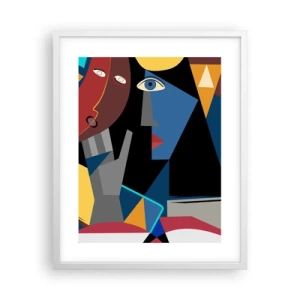 Affiche dans un cadre blanc - Poster - Une conversation entre cubistes - 40x50 cm