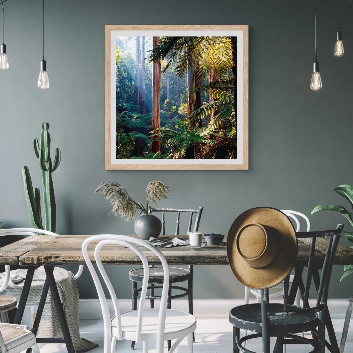 Affiche dans un chêne clair - Poster - Fable de la forêt - 40x40 cm