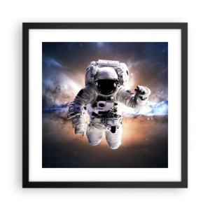 Affiche dans un cadre noir - Poster - Salutations de l'espace - 40x40 cm