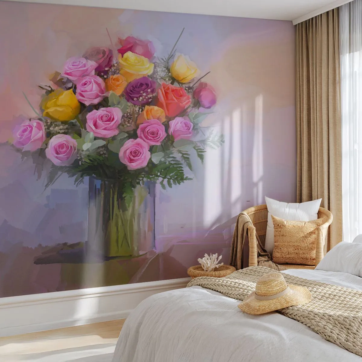Papier Peint Autocollant Deluxe Sticker - Beauté conservée - Vase avec des fleurs, Bouquet de fleurs, Morceau - 250x175 cm