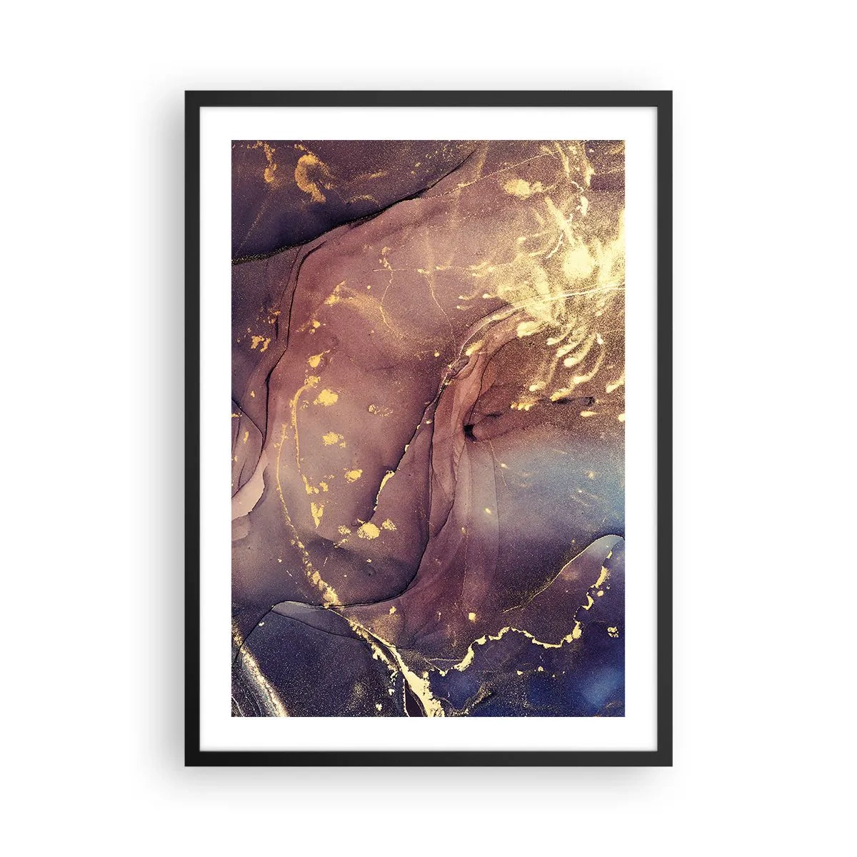 Affiche dans un cadre noir - Poster - Une composition abstraite avec des nuances d'or et de marron dans un style artistique. - 50x70cm - Matière et esprit - Décoration murale moderne pour le salon et la chambre ARTTOR
