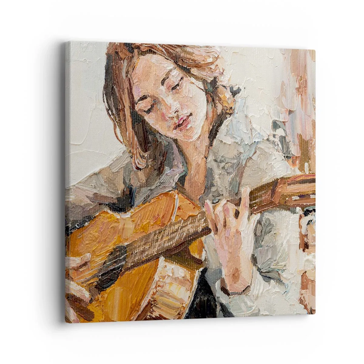 Impression sur toile - Image sur toile - Concerto pour guitare et coeur de fille - 40x40 cm