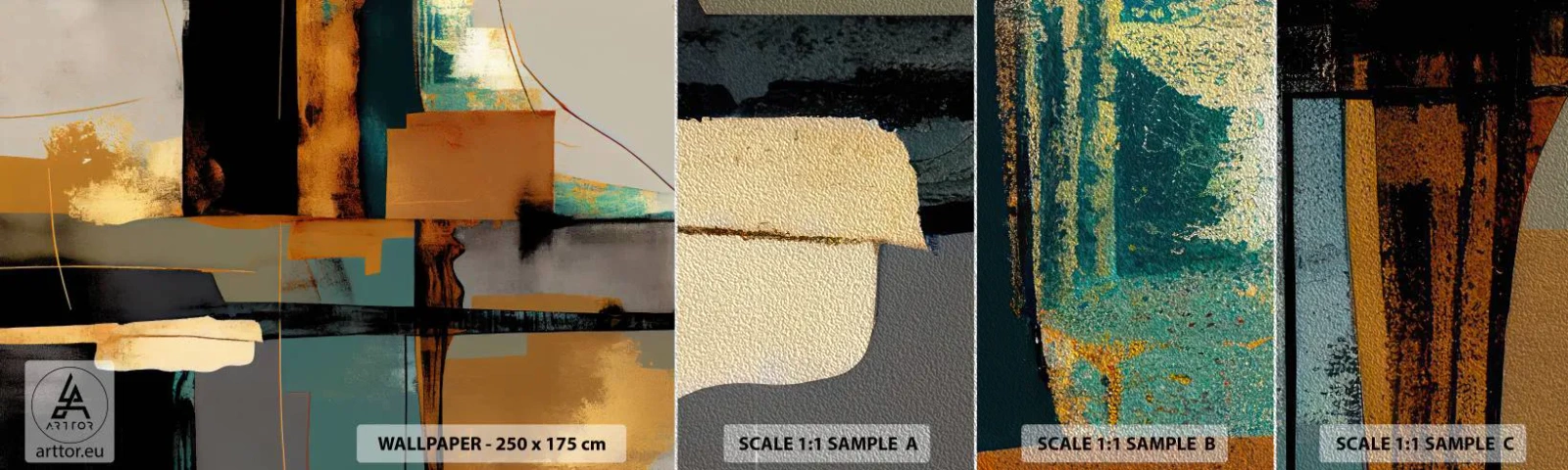 Échantillon de Papier Peint Premium Sand - Abstraction – lumière et ombre - Abstraction, Moderne, Morceau - 100x30 cm