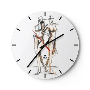 Horloge murale - Pendule murale - Croquis de personnage artistique dans un style minimaliste - 30x30cm - Étude de la grâce - Décoration murale moderne pour le salon, la cuisine et la chambre ARTTOR