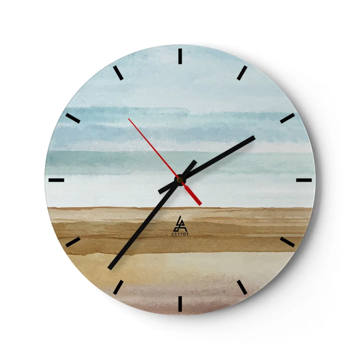 Horloge murale - Pendule murale - Un paysage délicat avec une plage et un ciel bleu - 30x30cm - Réconfort - Décoration murale moderne pour le salon, la cuisine et la chambre ARTTOR