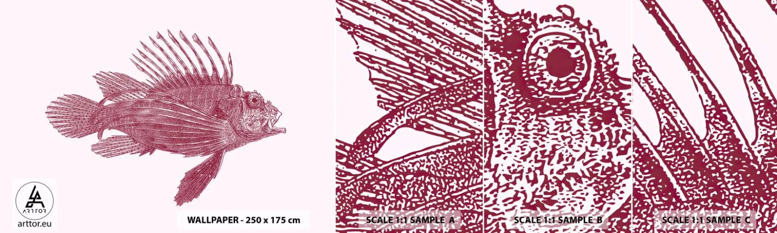 Échantillon De Papier Peint Standard Eco - Un habitant des eaux exotiques - Poisson, Poisson-lion, Tropical - 100x30 cm