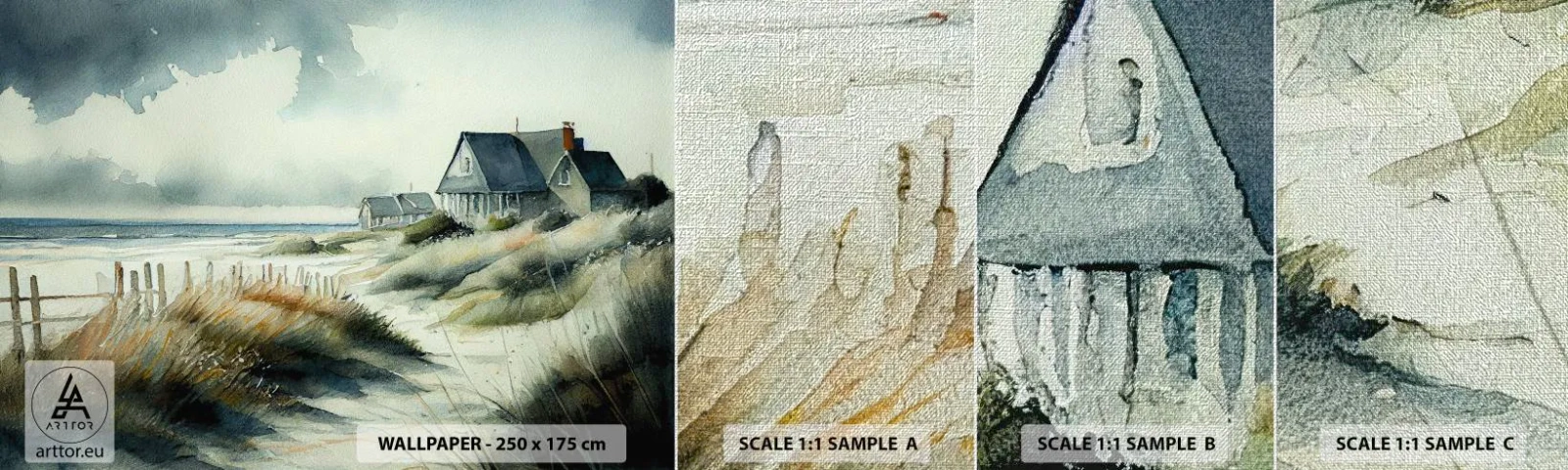 Échantillon de Papier Peint Premium Canvas - Loin de l'agitation - Maison, Plage, Mer - 100x30 cm