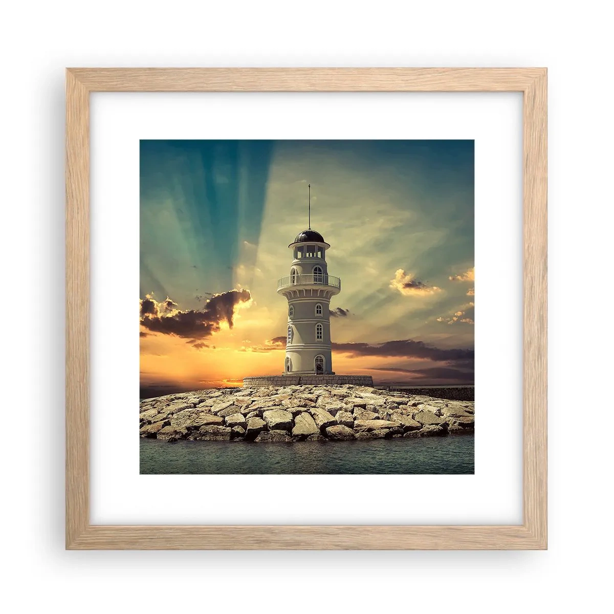 Affiche dans un chêne clair - Poster - Lumière - Bonté - Beauté - 30x30 cm