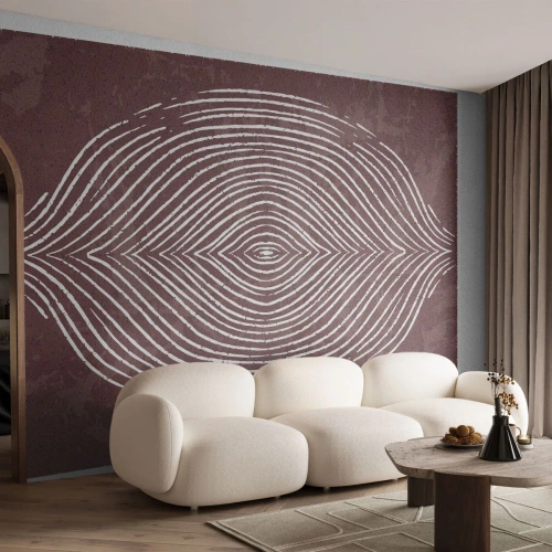 Papier Peint Photo Premium Sand - Les lignes concentriques en marron créent un motif symétrique - 100x70cm - L'espace parle - Décoration murale moderne pour le salon et la chambre ARTTOR