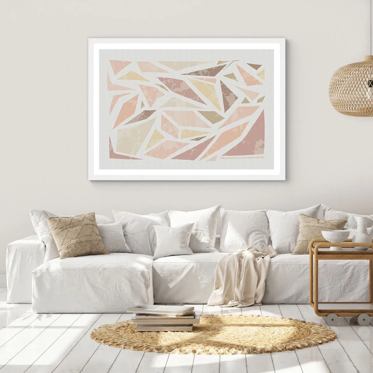 Affiche dans un cadre blanc - Poster - Composition de vitraux - 100x70 cm