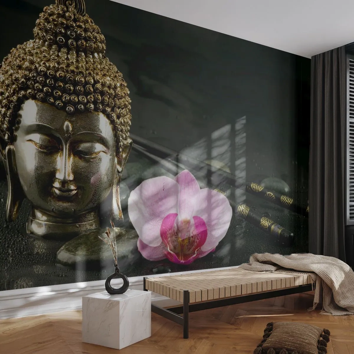 Papier Peint Autocollant Deluxe Sticker - Harmonie de la sagesse et de la beauté - Bouddha, Religion, Croyance - 250x175 cm