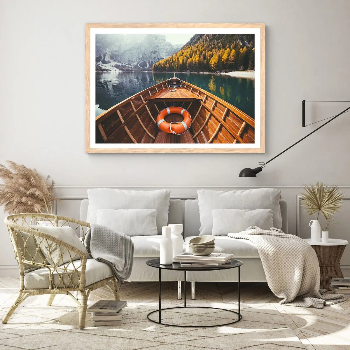 Affiche dans un chêne clair - Poster - Escapade en montagne - 100x70 cm