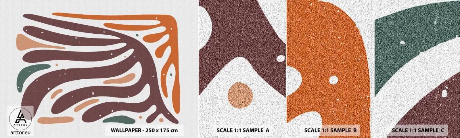 Échantillon De Papier Peint Standard Eco - Composition organique rayonnante - Bohème, Minimalisme, Morceau - 100x30 cm