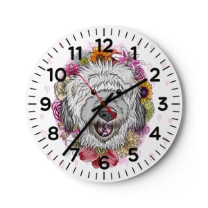 Horloge murale - Pendule murale - La joie du chiot - 40x40 cm