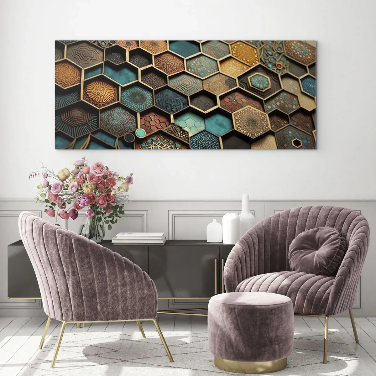 Impression sur verre - Image sur verre - Ornements arabes – variation - 100x40 cm