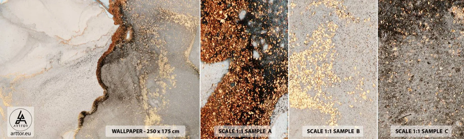 Échantillon de Papier Peint Autocollant Deluxe Sticker - Aux frontières des couleurs - Abstraction, Morceau, Art moderne - 100x30 cm