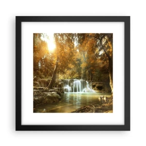 Affiche dans un cadre noir - Poster - Cascade du parc - 30x30 cm