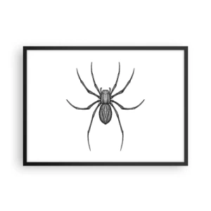 Affiche dans un cadre noir - Poster - Détail d'une araignée sur fond blanc dans un style dessin animé - 70x50cm - Une précision troublante - Décoration murale moderne pour le salon et la chambre ARTTOR