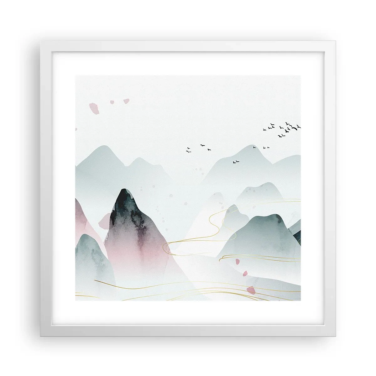 Affiche dans un cadre blanc - Poster - Au-delà des sommets - 40x40 cm