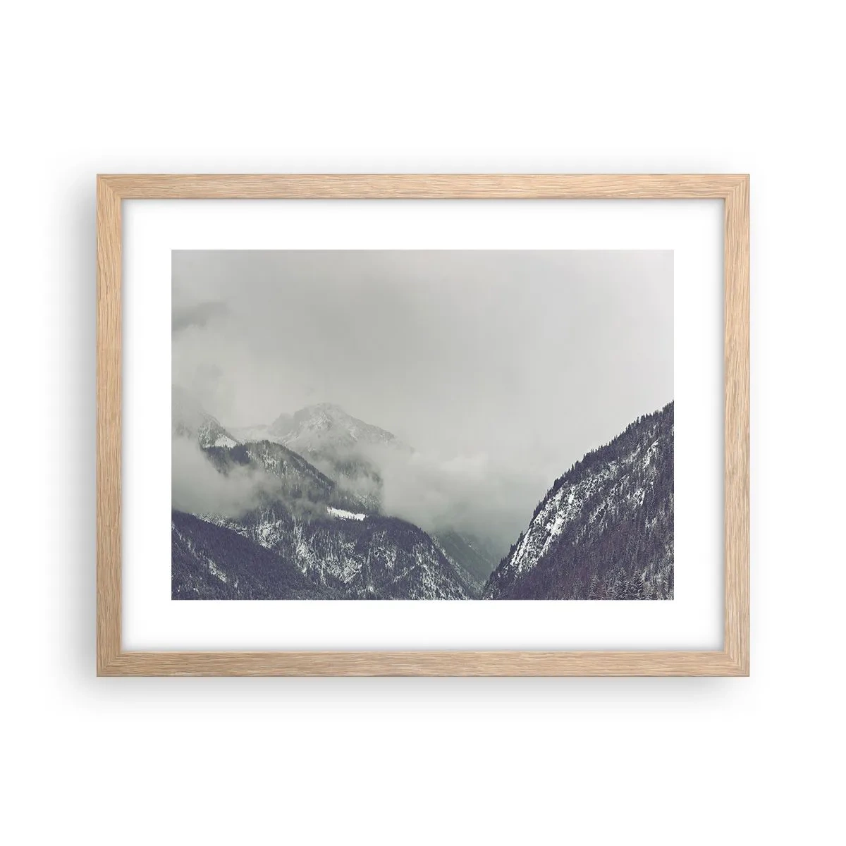 Affiche dans un chêne clair - Poster - Vallée brumeuse - 40x30 cm