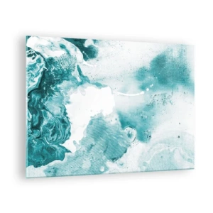Impression sur verre - Image sur verre - Bassins abstraits de bleu sur un fond de verre - 70x50cm - Marécage bleu - Décoration murale moderne pour le salon et la chambre ARTTOR