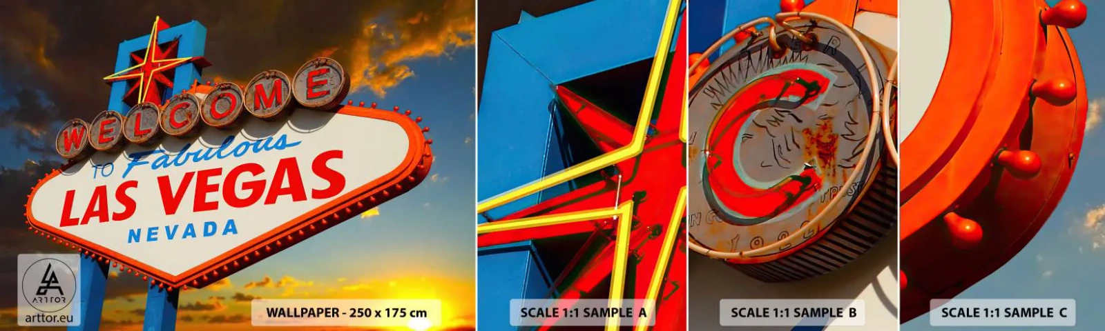 Échantillon de Papier Peint Autocollant Deluxe Sticker - Après un sourire du destin - Voyages, Las Vegas, Ville - 100x30 cm