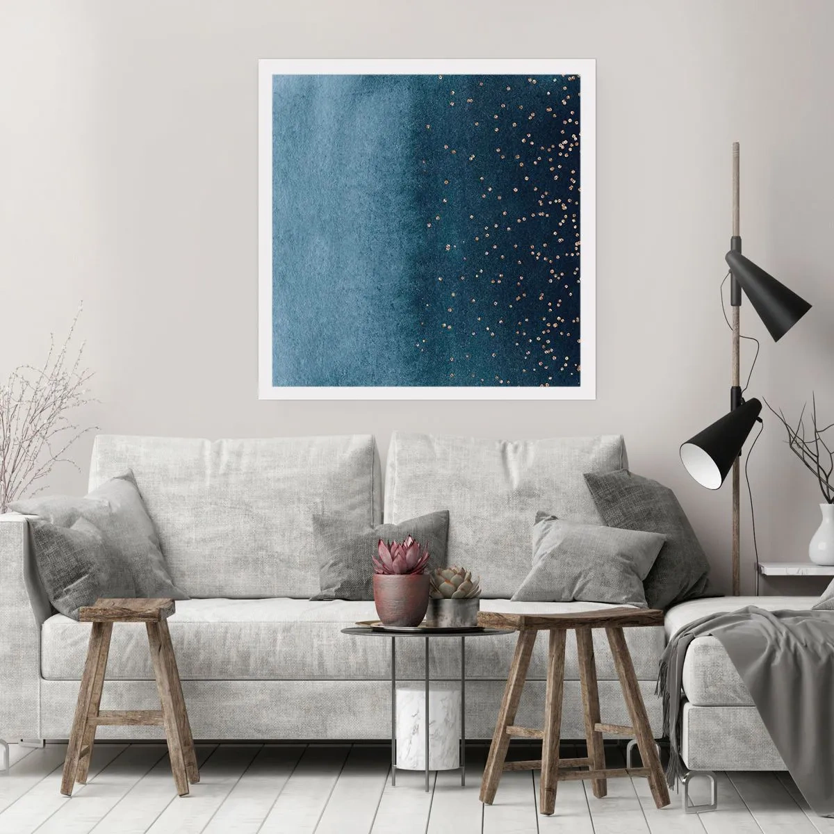 Affiche - Poster - Composition - phases bleues - 60x60 cm