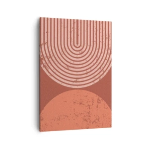 Impression sur toile - Image sur toile - Motifs géométriques dans des tons de terre cuite sur un fond vintage - 50x70cm - Une relation proche - Décoration murale moderne pour le salon et la chambre ARTTOR