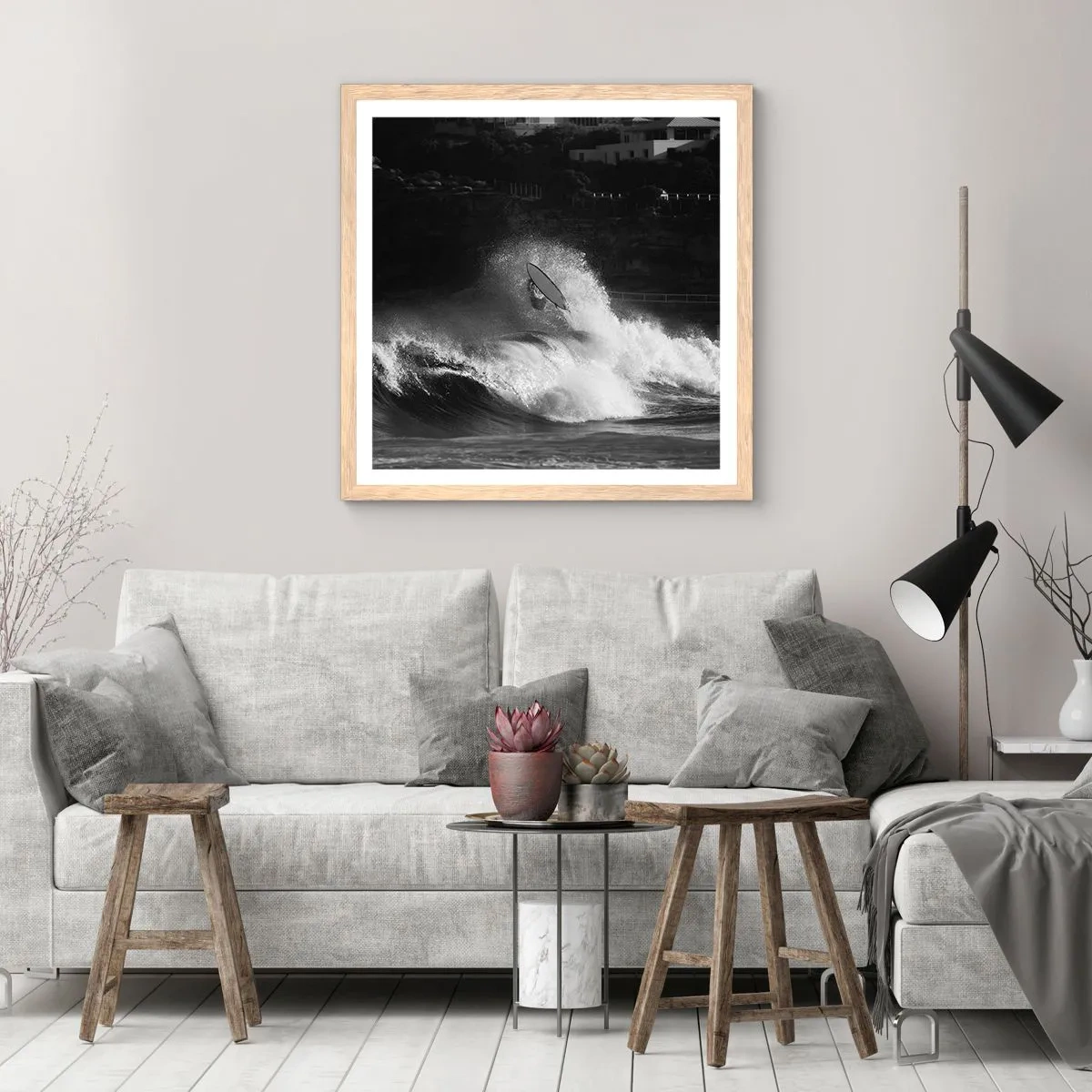 Affiche dans un chêne clair - Poster - Défi accepté! - 40x40 cm